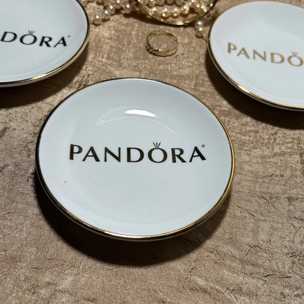 Pandora White and Gold Jewelry Holders (Set of 3 Pieces)